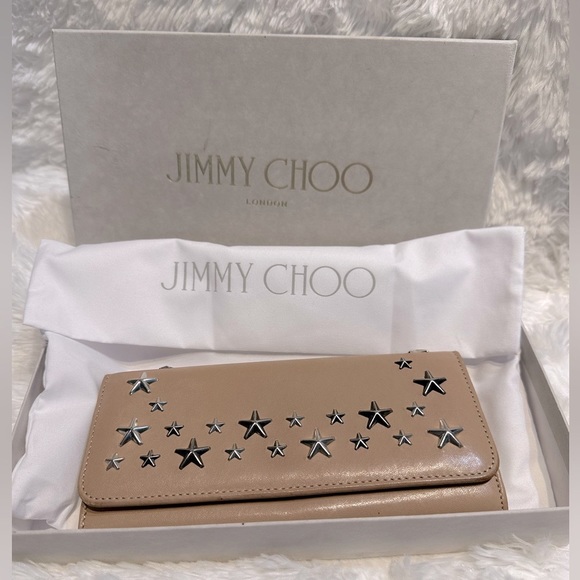 Jimmy Choo Handbags - ⭐️ JIMMY CHOO Smooth Nude Leather Nino Oltu Star Embellished Continental Wallet!